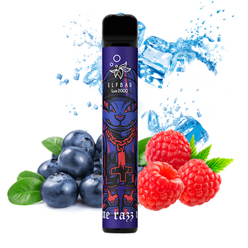 Elf Bar 2000 LUX Blue razz ice (Холодный лимонад из голубой малины) 11 фото
